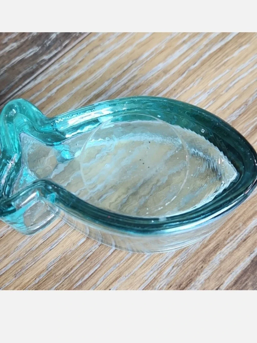 Blue Teal Glass Fish Shaped Votive Candle Holder
